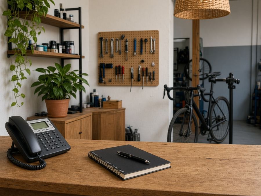 Contact desk at Pannirissko Atelier in Montevideo